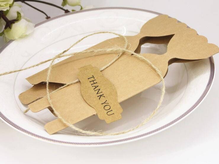50-100pcs Kraft paper flower Vase rope hang card Wedding Party Favor box Candy Box baby shower sweet box birthday party box