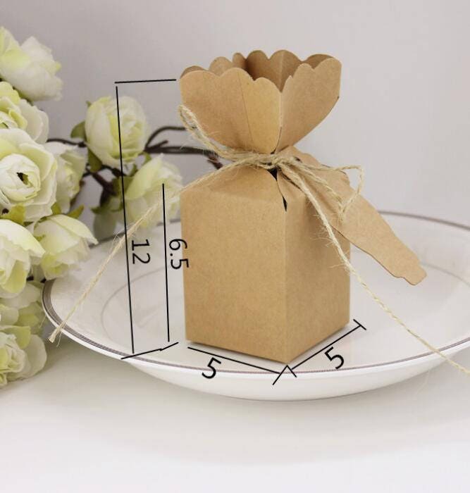 50-100pcs Kraft paper flower Vase rope hang card Wedding Party Favor box Candy Box baby shower sweet box birthday party box