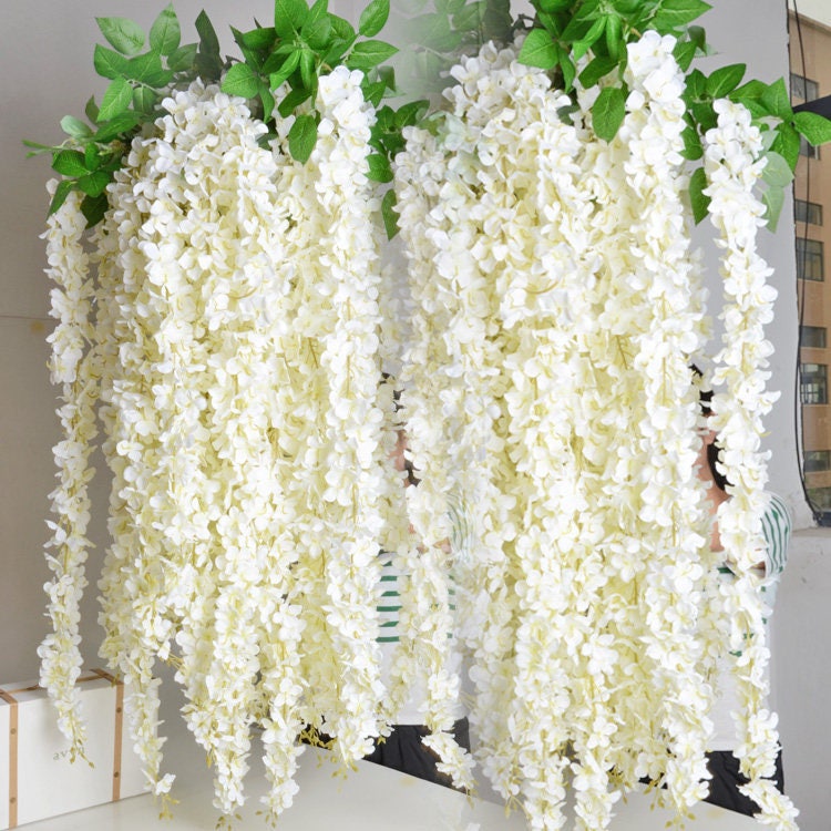 10 pcs Length 94cm/37" Wisteria Garland Hanging Flowers For Outdoor Wedding Ceremony Decor Silk Wisteria Vine Wedding Arch Floral Decora