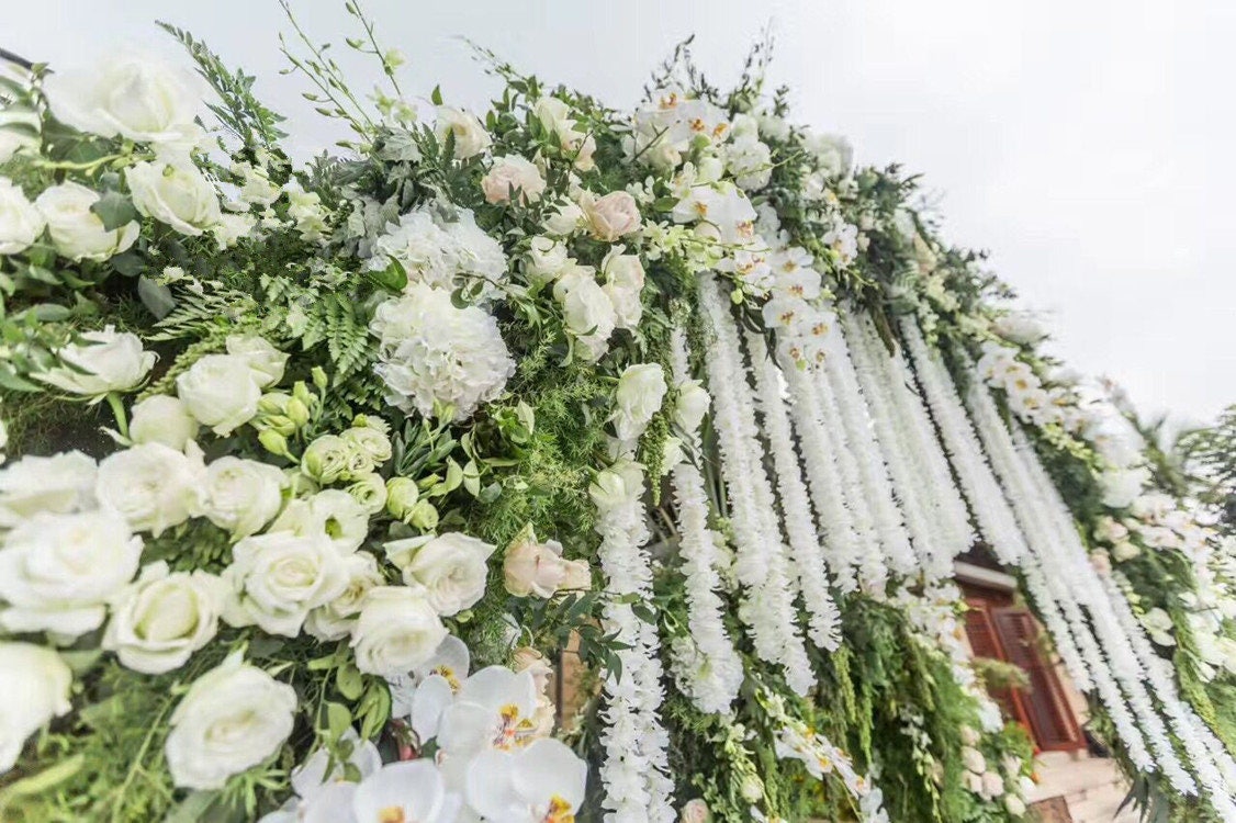 10 PCS Length 1m/39.37" Wisteria Garland Hanging Flowers For Outdoor Wedding Ceremony Decor Silk Wisteria Vine Wedding Arch Floral Decora