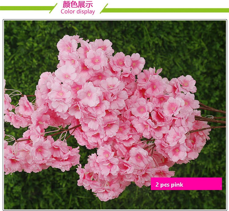 5 Stems Length 100cm/39.97" Artificial Simulation Silk Cherry Blossom Wedding Decoration Flowers Sakura Spring