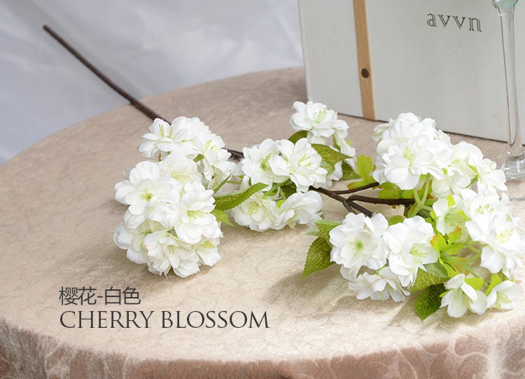 5 Stems Length 80cm/31.5" Artificial Simulation Silk Cherry Blossom Wedding Christmas Party Home Decoration Flowers Sakura Spring