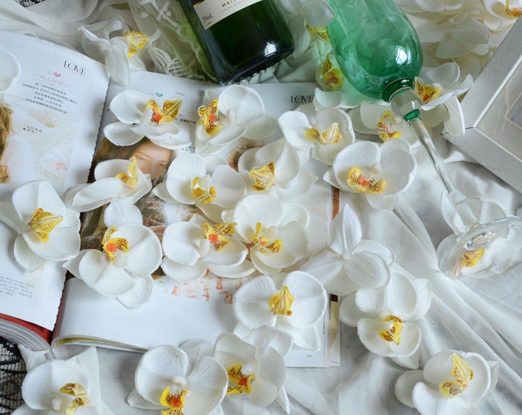 100 Heads Artificial Simulation Orchid butterfly FlowersDiam. 9cm/7cm DIY Wedding Holiday Decoration Hat Shoes Accessories