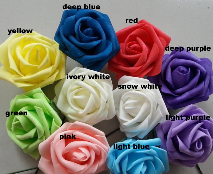 100 pcs PE Foam Rose Diam.7cm/2.76" Bridal Bouquet Wedding Decoration Floral Table Centerpiece Flowers