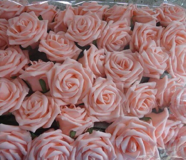 100 pcs PE Foam Rose Diam.7cm/2.76" Bridal Bouquet Wedding Decoration Floral Table Centerpiece Flowers