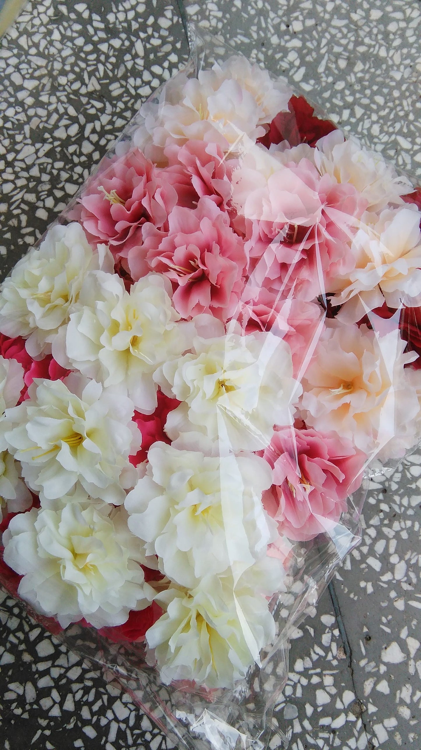 100 Heads Diam.8cm Artificial Simulation Silk Peony Rose Cherry DIY Wedding Event Backdrop Decoration Floral Straw Slippers DIY