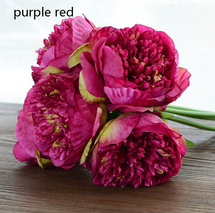 Silk Peony Bouquet Quality Wedding Flowers 5 Heads Artificial Peonies Bouquet For Bridal Bridesmaids Bouquet DIY Flowers Centerpieces