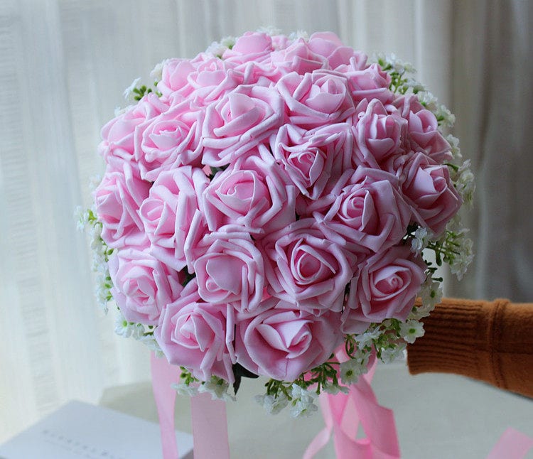 Hochzeitsstrauß, türkisfarbene Blumen, Brautstrauß, Mittelstücke, Dekorationen, Seidenband, künstliche Blumensträuße, 7 Farben erhältlich