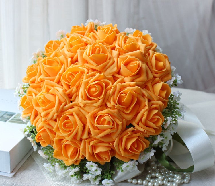 Hochzeitsstrauß, türkisfarbene Blumen, Brautstrauß, Mittelstücke, Dekorationen, Seidenband, künstliche Blumensträuße, 7 Farben erhältlich