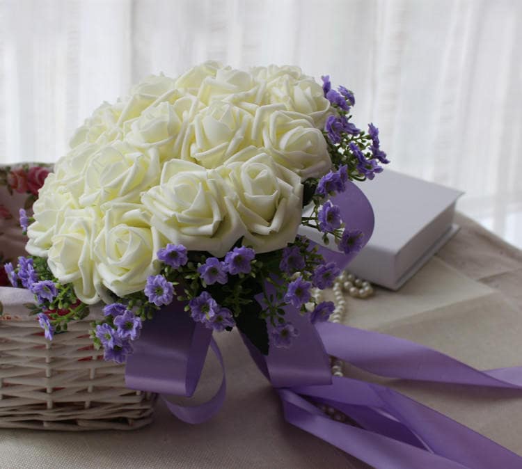 Hochzeitsstrauß, türkisfarbene Blumen, Brautstrauß, Mittelstücke, Dekorationen, Seidenband, künstliche Blumensträuße, 7 Farben erhältlich
