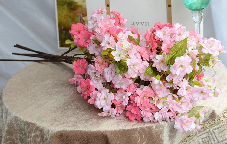 5 Stems Length 80cm/31.5" Artificial Simulation Silk Cherry Blossom Wedding Christmas Party Home Decoration Flowers Sakura Spring