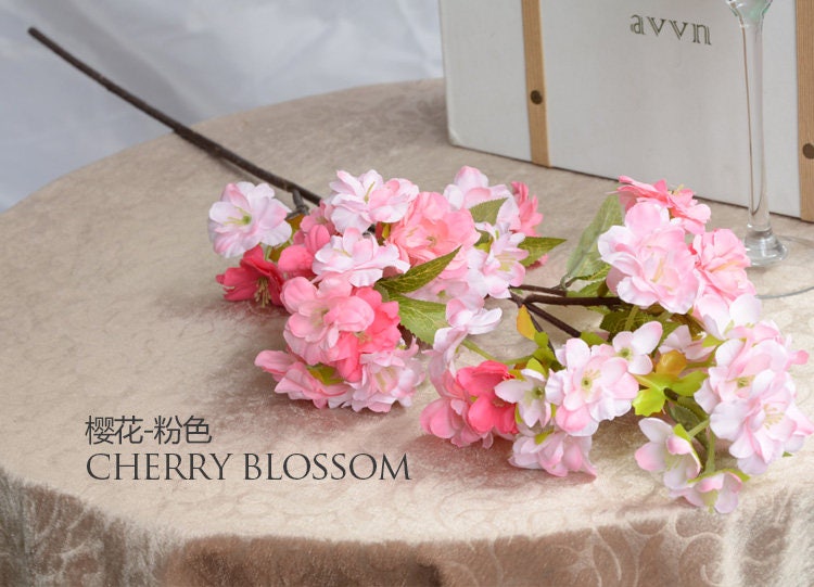 5 Stems Length 80cm/31.5" Artificial Simulation Silk Cherry Blossom Wedding Christmas Party Home Decoration Flowers Sakura Spring