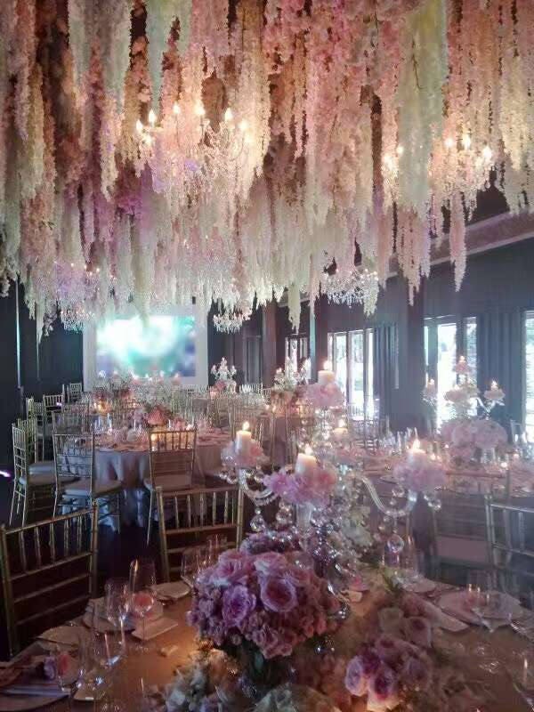 10pcs Length 180cm/70" Wisteria Garland Hanging Flowers For Outdoor Wedding Ceremony Decor Silk Wisteria Vine Wedding Arch Floral Decora