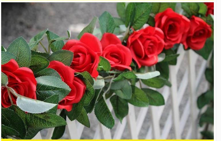 Flower Ivy Length 2.3m/90" Artificial Silk Rose Garland 2 Strands Fake Flower Ivy Leaf Vine Plants Home Hanging Wedding Decoration