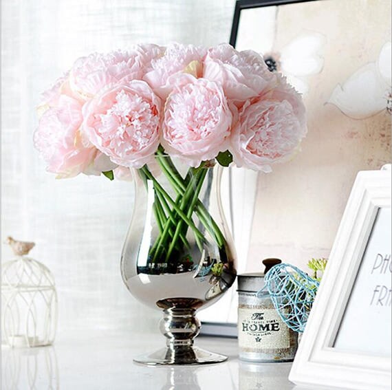 Silk Peony Bouquet Quality Wedding Flowers 5 Heads Artificial Peonies Bouquet For Bridal Bridesmaids Bouquet DIY Flowers Centerpieces