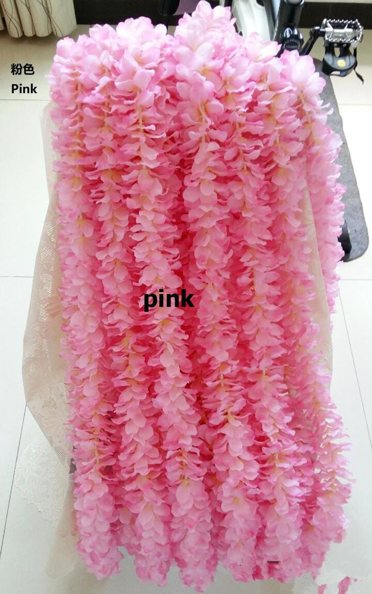 10 PCS Length 1m/39.37" Wisteria Garland Hanging Flowers For Outdoor Wedding Ceremony Decor Silk Wisteria Vine Wedding Arch Floral Decora