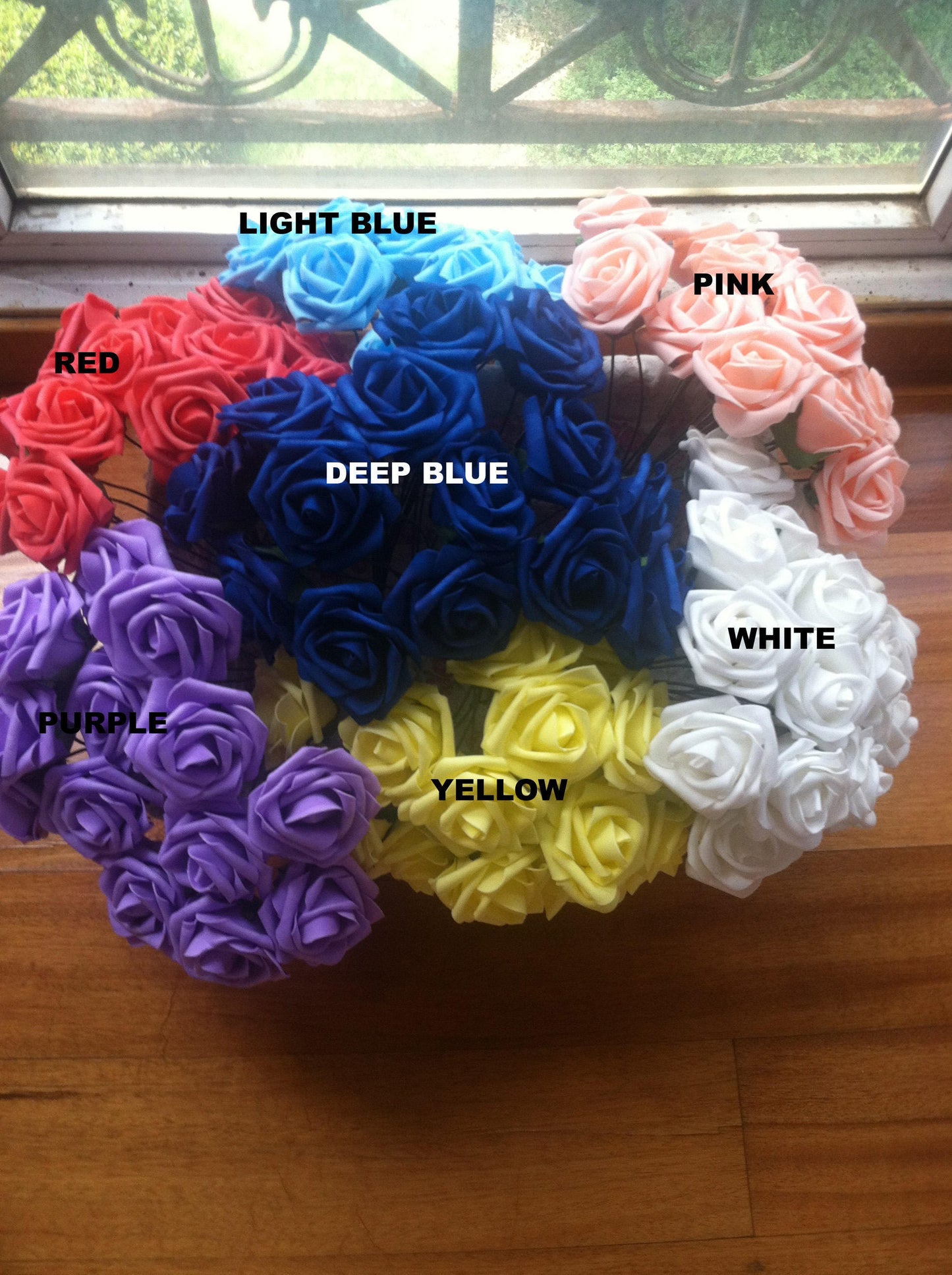 100 Stück königsblaue Hochzeitsblumen PE-Schaum-Rosen für Brautstrauß, Hochzeits-Mittelstück, Dekoration, floral, Durchmesser 7–8 cm