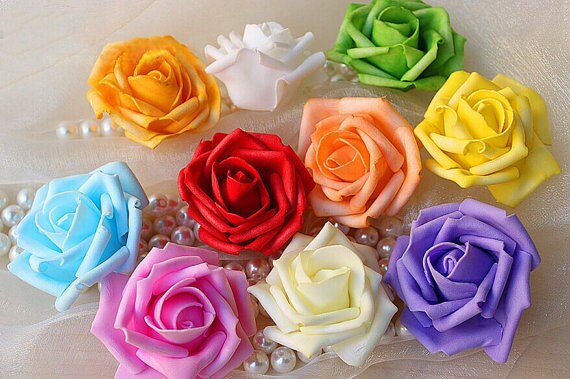 100 PCS PE Foam Flowers Diam.6-7cm DIY Pomander Kissing Ball Foam Rose Heads Wedding Home Decorative Flowers Supplies