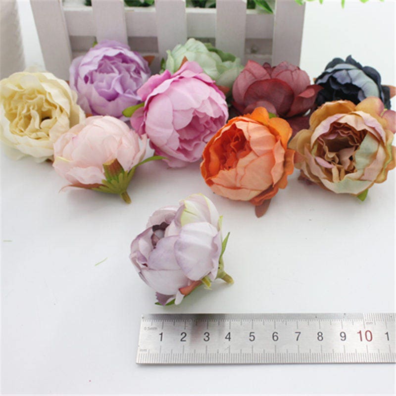 50 Heads Diam.5cm Artifical Simulation Silk Peony bud Rose Buds Heads Wedding Christmas DIY Decoration Flower 10 Colours