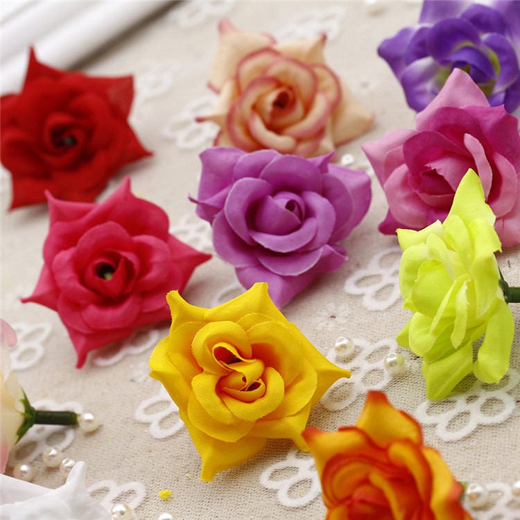 100 Heads Artifical Simulation Silk little Rose Wedding Flower DIY garland Accessories Decor Flower Head Diam.4cm