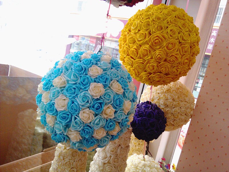 100 PCS PE Foam Flowers Diam.6-7cm DIY Pomander Kissing Ball Foam Rose Heads Wedding Home Decorative Flowers Supplies