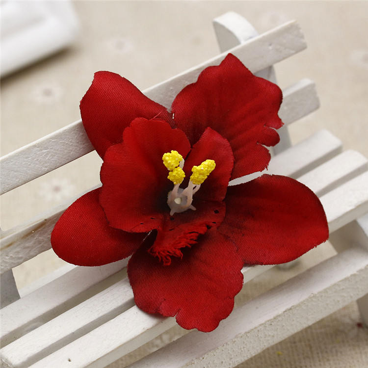 100Heads 7cm Thailand Orchids Silk Fabric Artificial Dendrobium Orchid Heads Orchids Arrangements Flower Hair Wreath Wedding Decoration