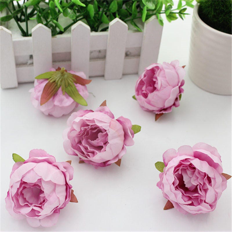 50 Heads Diam.5cm Artifical Simulation Silk Peony bud Rose Buds Heads Wedding Christmas DIY Decoration Flower 10 Colours