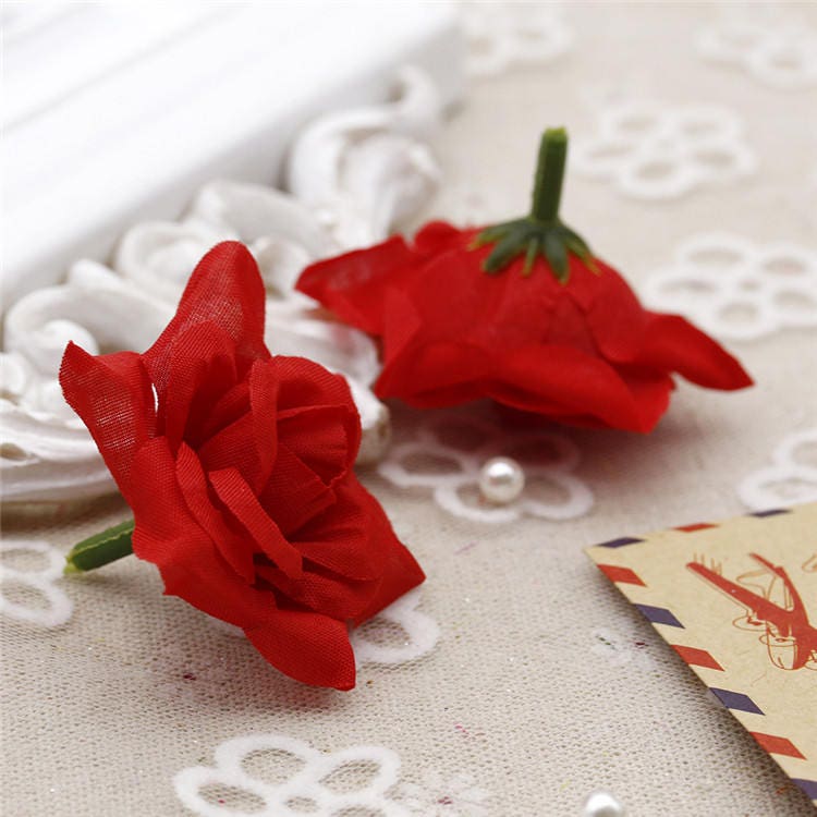 100 Heads Artifical Simulation Silk little Rose Wedding Flower DIY garland Accessories Decor Flower Head Diam.4cm