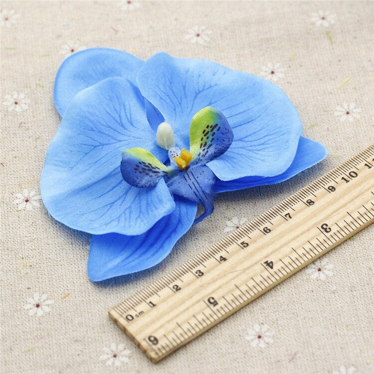 50 Heads/10*10cm Radiant Purple Orchids Silk Phalaenopsis Artificial Simulation Orchid Fabric Silk Flowers Hair Clips DIY Crafts