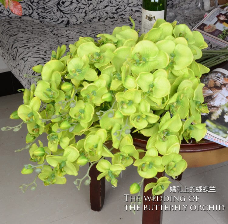 10 Stems Artificial Simulation Silk Butterfly Orchid Wedding Flower Phalaenopsis Party Decorative Flowers Length 80cm/31.5"