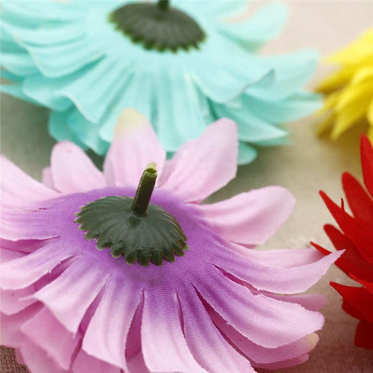 50 Heads Artifical Simulation Silk Gerbera Daisy Flowers DIY Wedding Holiday Decoration Hat shoes accessories Diameter 10cm/3.94"