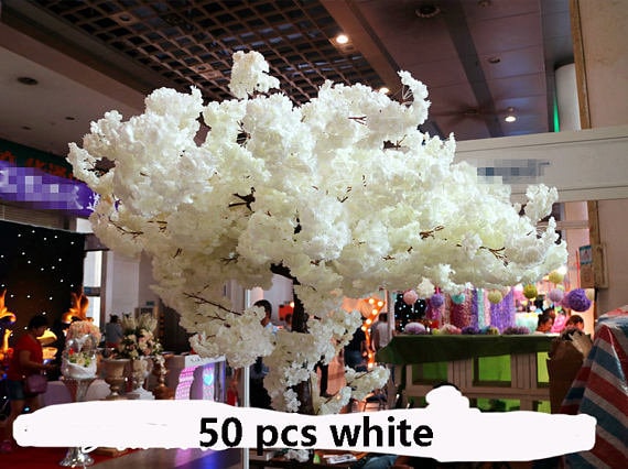 High Quality 5 Stems Length 100cm/39.37" Artificial Simulation Silk Cherry Blossom Wedding Decoration Flowers Sakura Spring