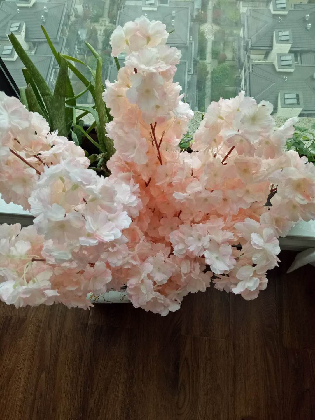 5 Stems Length 100cm/39.37" Artificial Simulation Silk Cherry Blossom Wedding Decoration Flowers Sakura Spring