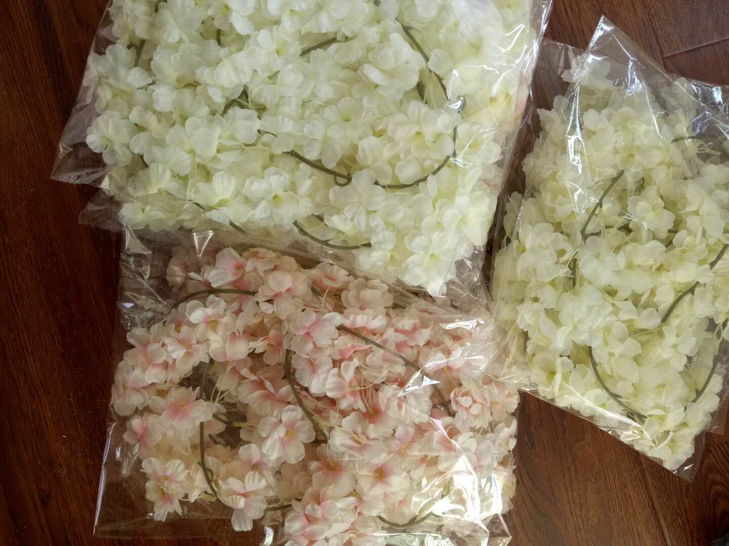 2 Strands Cherry blossoms Flower Ivy Length 1.8m/70.9" Artificial Silk Cherry Flower Rattan Home Hanging Outdoor Wedding Decoration