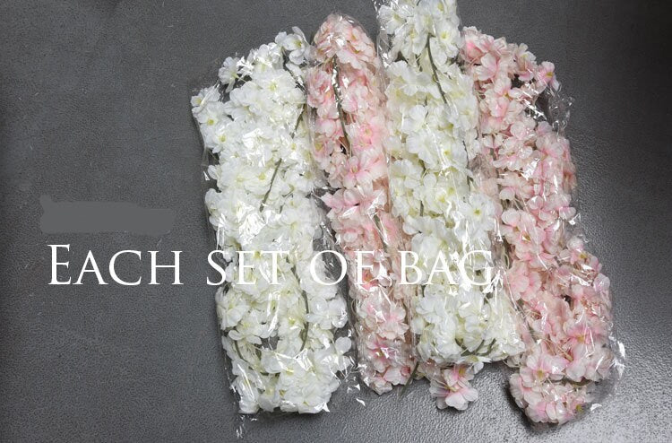 2 Strands Cherry blossoms Flower Ivy Length 1.8m/70.9" Artificial Silk Cherry Flower Rattan Home Hanging Outdoor Wedding Decoration