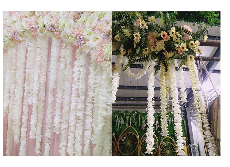 10 PCS Length 1m/39.37" Wisteria Garland Hanging Flowers For Outdoor Wedding Ceremony Decor Silk Wisteria Vine Wedding Arch Floral Decora