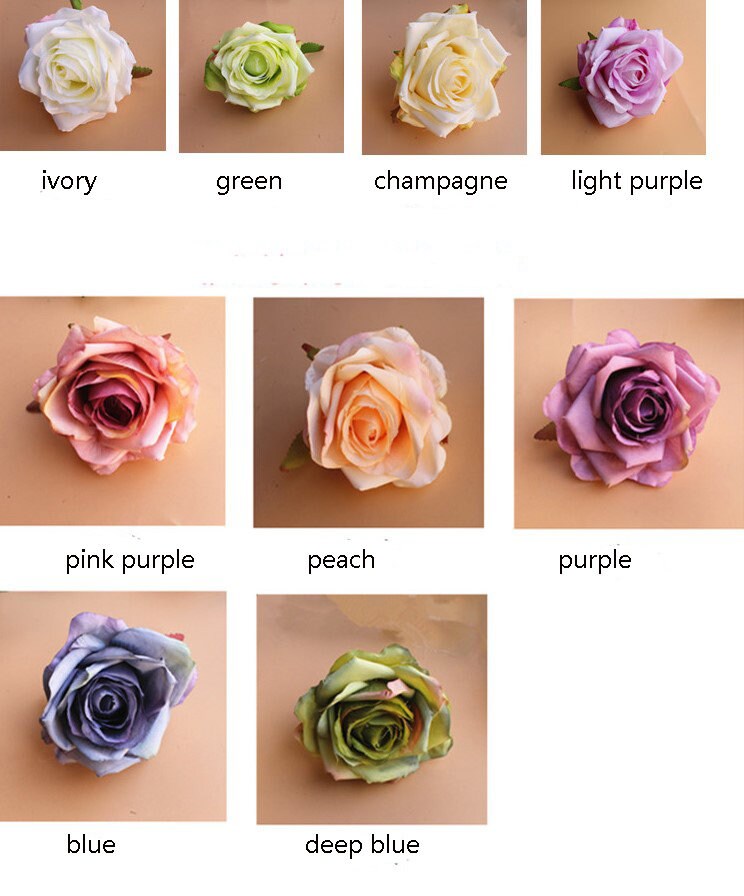 Wholesale 50 Heads Wedding Flower Artificial Simulation Silk Rose Diam.8cm/3.15" Wedding Event Decoration Floral DIY Background Layout
