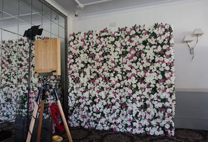 Floral Wall Panel for Wedding Arrangement Fake Flower Wall Backdrop Bridal Shower Event Salon Party Photography Panel 15.75X23.62inch