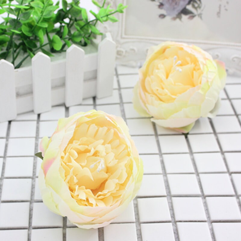 30 Heads Artificial Simulation Silk Peony Camellia Flower Head Diam.9cm/3.54" DIY Wedding Wall Christmas DIY Decoration Flowers