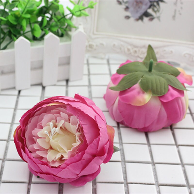 30 Heads Artificial Simulation Silk Peony Camellia Flower Head Diam.9cm/3.54" DIY Wedding Wall Christmas DIY Decoration Flowers