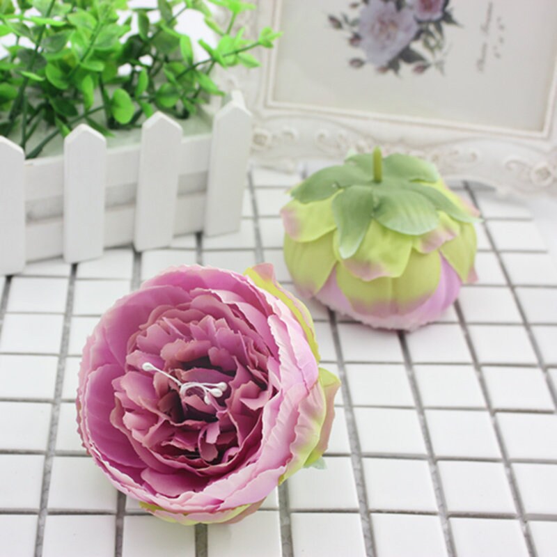 30 Heads Artificial Simulation Silk Peony Camellia Flower Head Diam.9cm/3.54" DIY Wedding Wall Christmas DIY Decoration Flowers