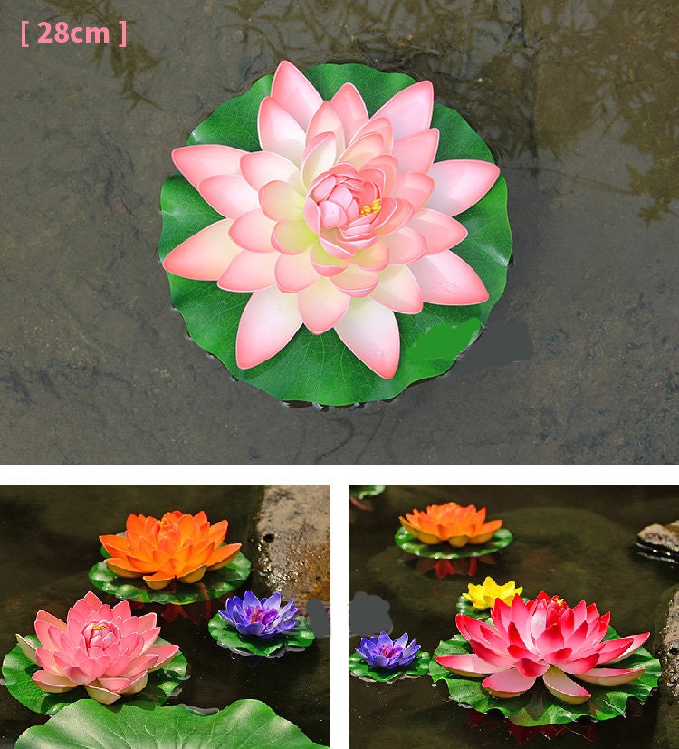 New Arrival 2 PCS Diam.28cm/11.02" Artificial PE Foam Lotus Flowers Simulation Water Lily Floating Pool Plants Wedding Garden Decoration