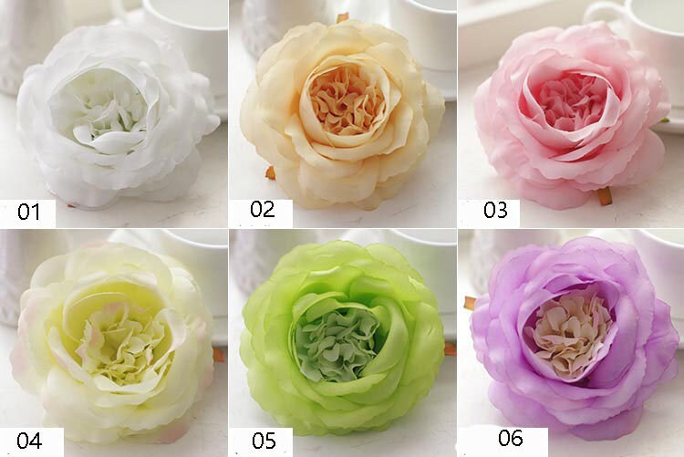 30 Heads Diam.12cm Artifical Simulation Silk European Rose Flower Heads Wedding Chiristmas Baby Shower DIY Decoration 20 Colours Available