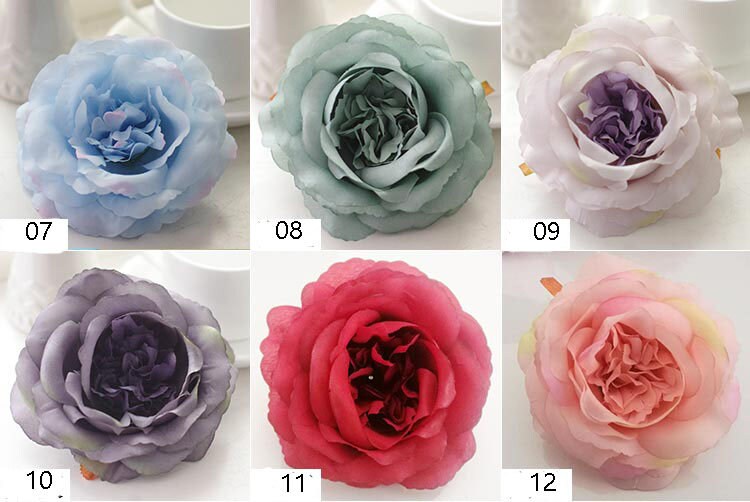 30 Heads Diam.12cm Artifical Simulation Silk European Rose Flower Heads Wedding Chiristmas Baby Shower DIY Decoration 20 Colours Available