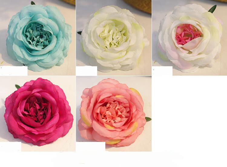 30 Heads Diam.12cm Artifical Simulation Silk European Rose Flower Heads Wedding Chiristmas Baby Shower DIY Decoration 20 Colours Available
