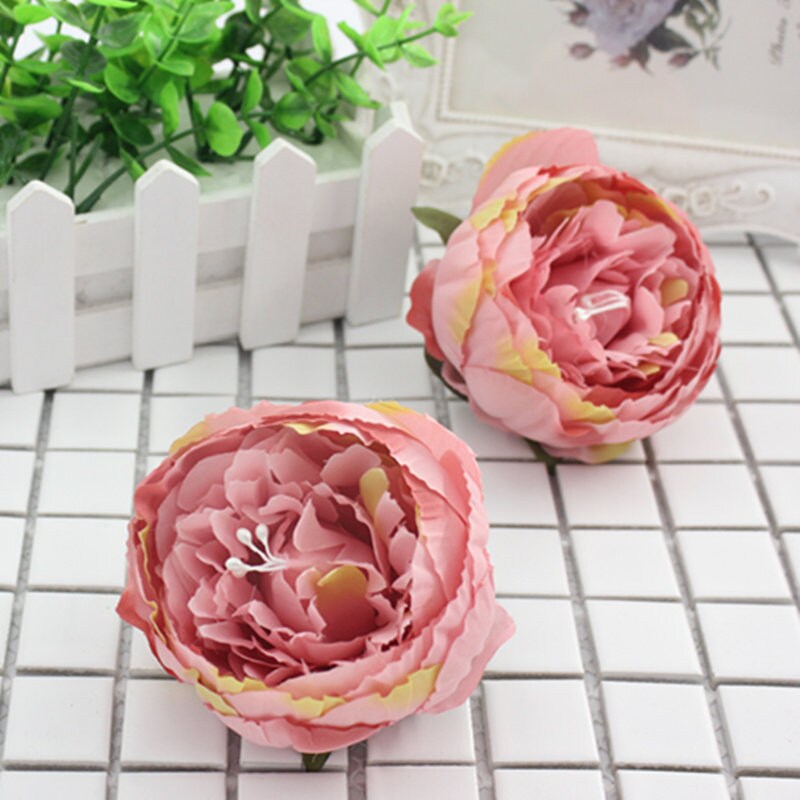 30 Heads Artificial Simulation Silk Peony Camellia Flower Head Diam.9cm/3.54" DIY Wedding Wall Christmas DIY Decoration Flowers