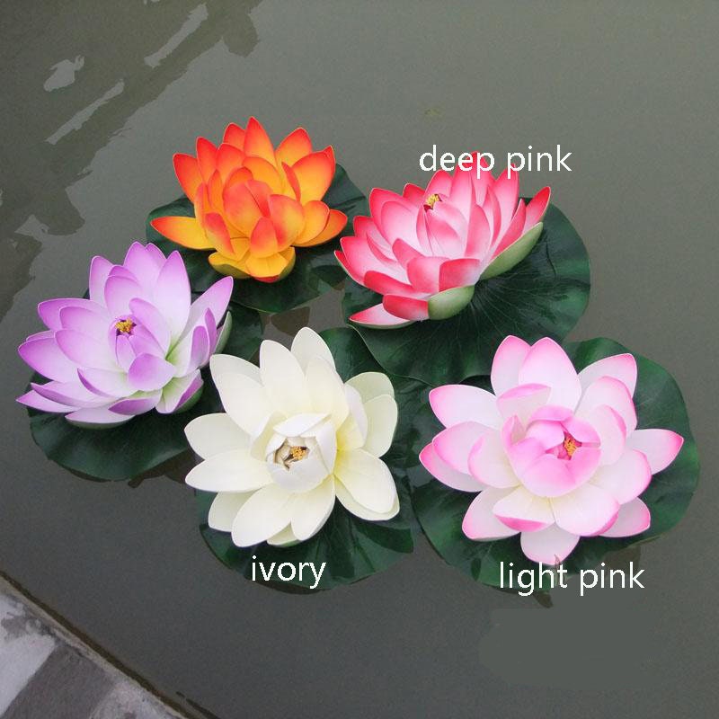 Big Size Water Lily Diam.40cm/60cm Artificial PE Foam Lotus Flowers Simulation Water Lily Floating Pool Plants Wedding Garden Decoration