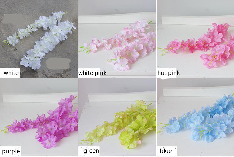 10 PCS Wedding Cherry blossoms Vine Length 1.2m/1.5m/1.8m/2.1m Rattan For Outdoor Wedding Ceremony Decor Artificial Silk Wisteria Vine
