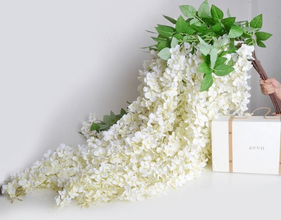 Aqua Blue 164cm/64.6" Wisteria Garland Hanging Flowers For Outdoor Wedding Ceremony Decor Silk Wisteria Vine Wedding Arch Floral