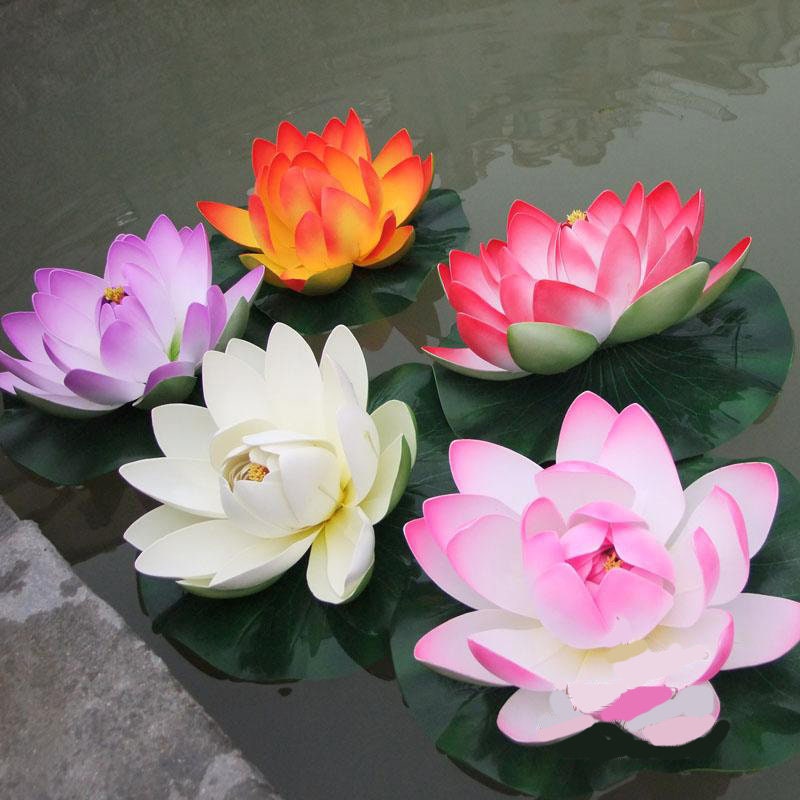 Big Size Water Lily Diam.40cm/60cm Artificial PE Foam Lotus Flowers Simulation Water Lily Floating Pool Plants Wedding Garden Decoration